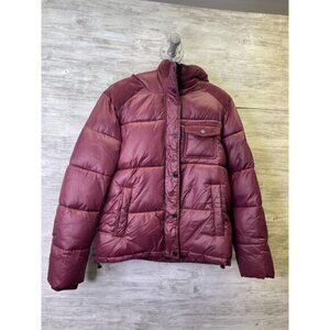 Koolaburra UGG Jacket Womens S Wine Burgundy Puffer Corduroy Accent